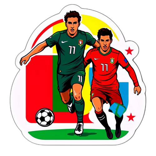 Sticker som fångar spänningen i Portugal vs Ungern fotbollsmatch