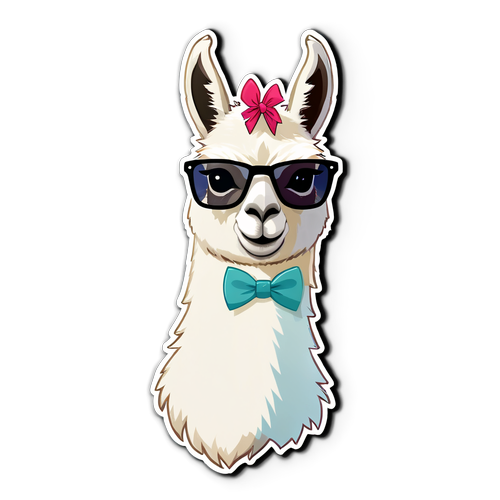 Cute Alert! Meet the Stylish Llama with Sunglasses and Bow Tie – Your New Favorite Sticker!