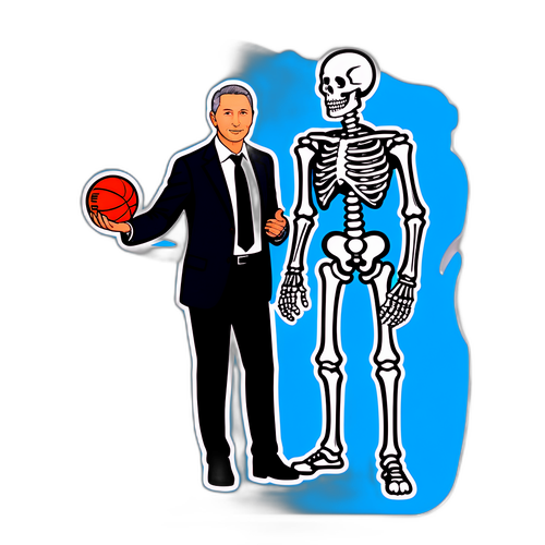 Sticker cu Dan Petrescu și un schelet antrenor, învățând echipa să câștige