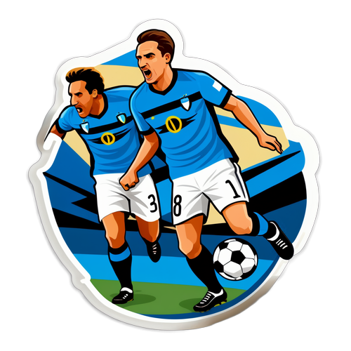 Stiker Ilustrasi Pertandingan Sepak Bola Menarik Lazio vs Inter