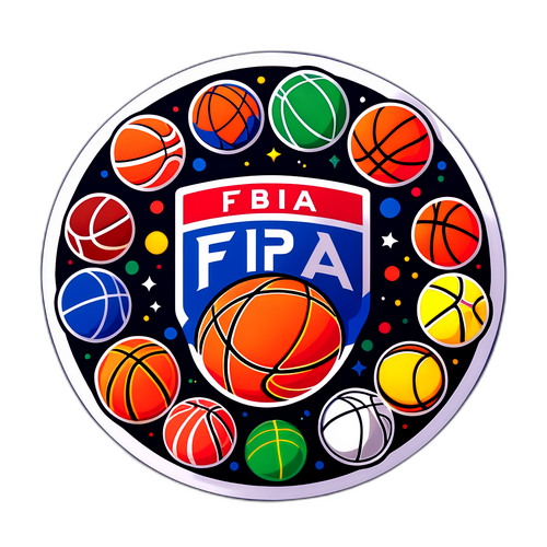 T-paita FIBA-logolla ja koripalloilla