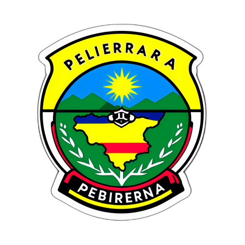 Logo de Deportivo Pereira en un mapa estilizado de Bucaramanga