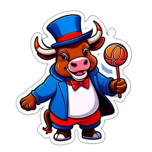 Whimsical Bull Magician Sticker
