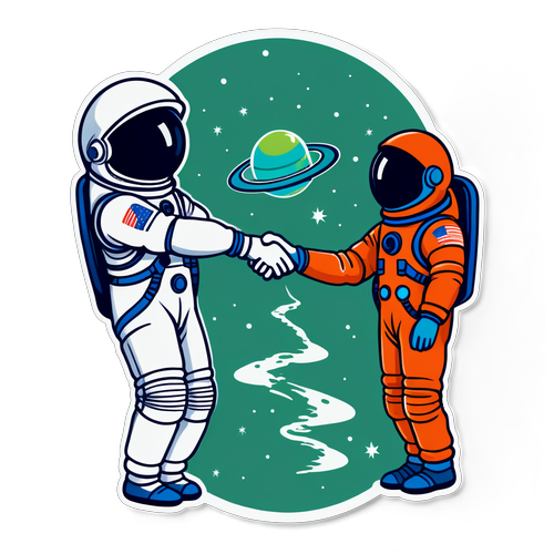 宇航员与外星人在太空握手