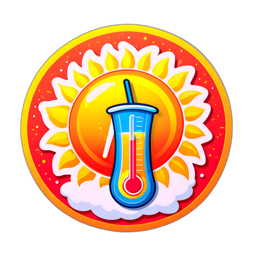 Zonnige Sticker van een Spaanse Zonne met Thermometer
