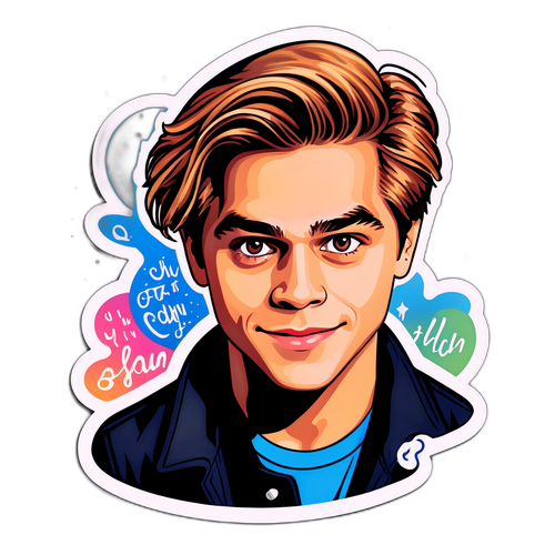 Artystyczny sticker Dylana Sprouse'a w whimsical stylu