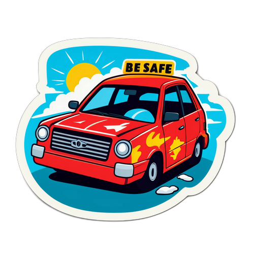Sticker van een auto-ongeluk
