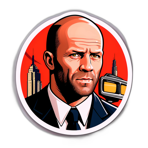 Jason Statham Retro Film Karakteri Sticker Tasarımı