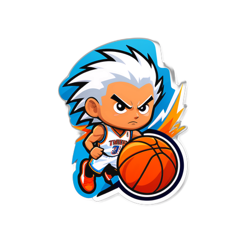 Sticker ng Thunder na may Thunderbolt at Basketball
