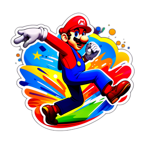 Wibrujący i energetyczny sticker Mario Pinto
