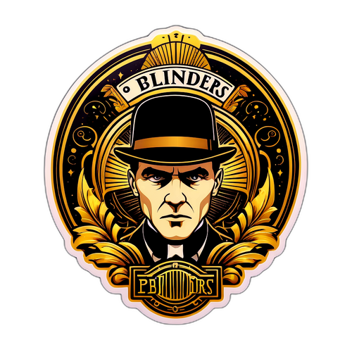 Odważny i surowy design naklejki z logo Peaky Blinders