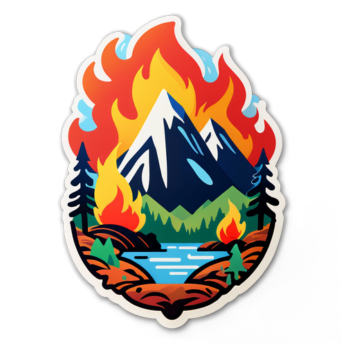 Whimsical Nature and Fire Sticker