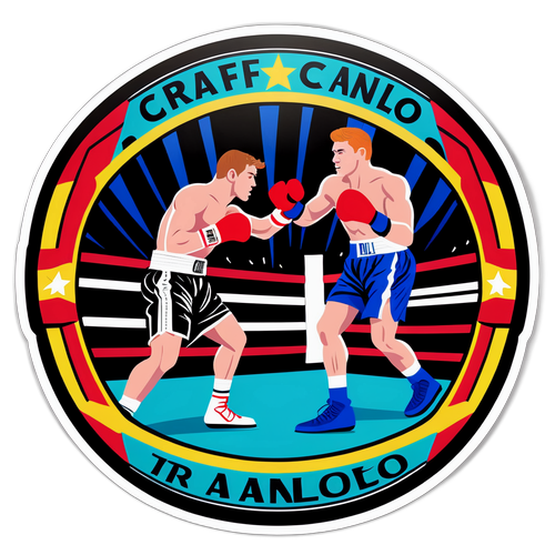 Vibrant sticker av boxningsring med Crawford och Canelo