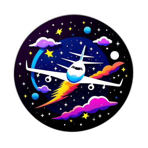 Силуэт самолета на звездном небе