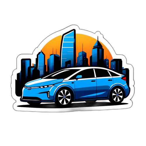 Auto Elettrica BYD in Una Città Futuristica