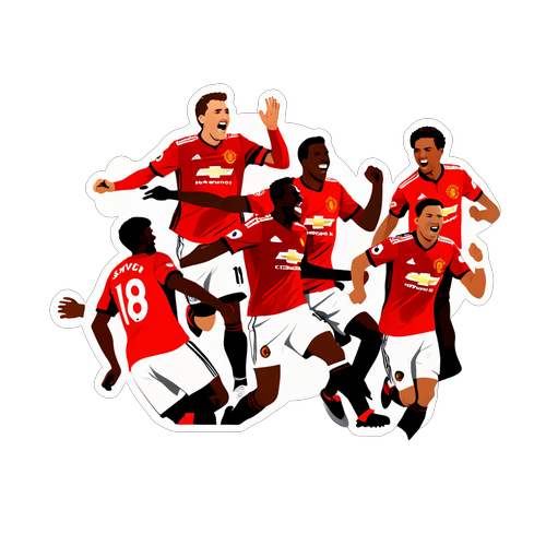 Sticker ya Wachezaji wa Manchester United Wakiwa Katika Hatua