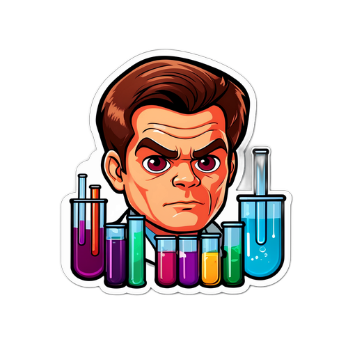 Autocollant stylisé de Dexter dans son laboratoire
