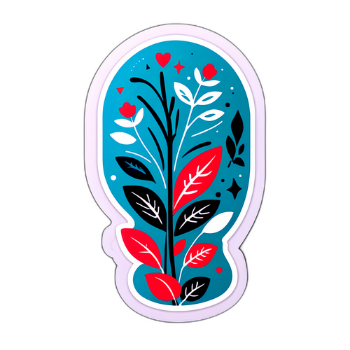 מדבקה מינימליסטית עם צמחים