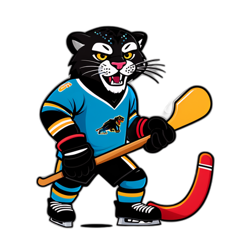 Playful Panther Hockey Sticker