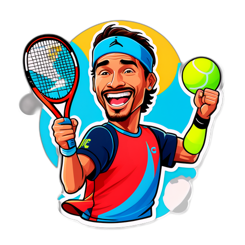 Adesivo divertente di Fabio Fognini che celebra una vittoria
