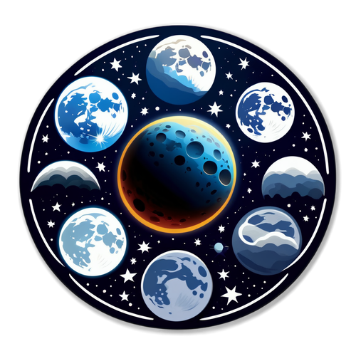 Celestial Moon Phases Decorative Sticker