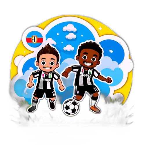 מדבקה מהנה עם דמויות מצוירות של יובנטוס ונאפולי