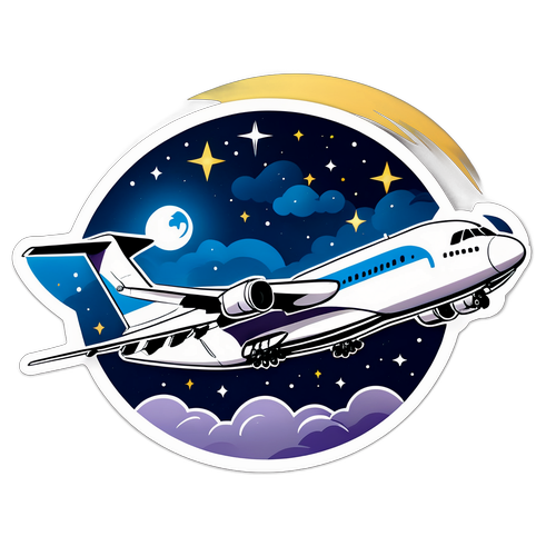 Наліпка з літаком IL-62 на фоні зіркового неба