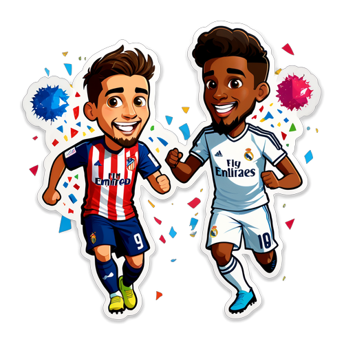 Dynamic Football Mascots Derby Celebration Sticker