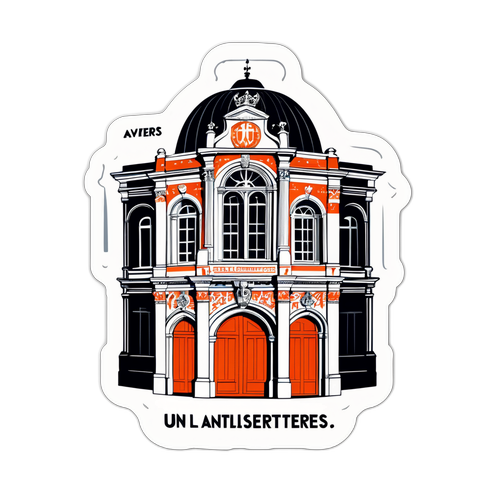 Artistiek sticker van Antwerpen en La Louvière