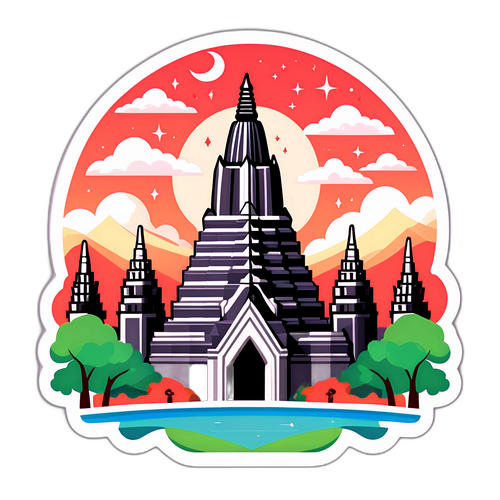 Stiker Jadwal Sholat Jogja dengan Latar Belakang Candi Prambanan