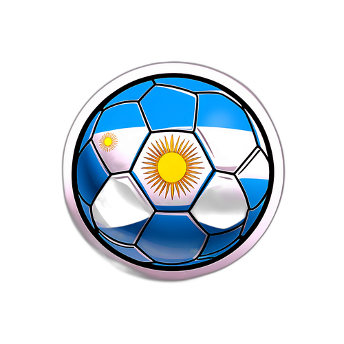 Ilustración de la bandera argentina con un balón de fútbol