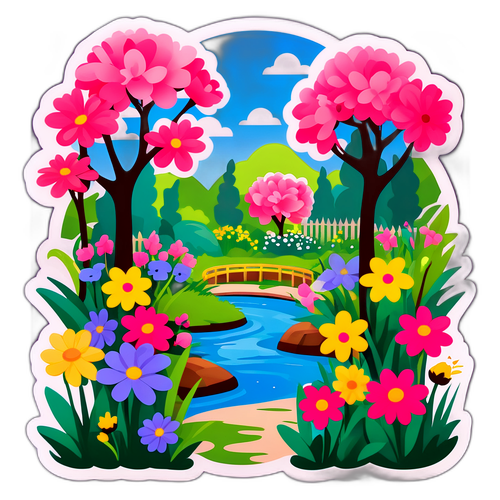 봄날의 정원, 만개한 아름다운 꽃들