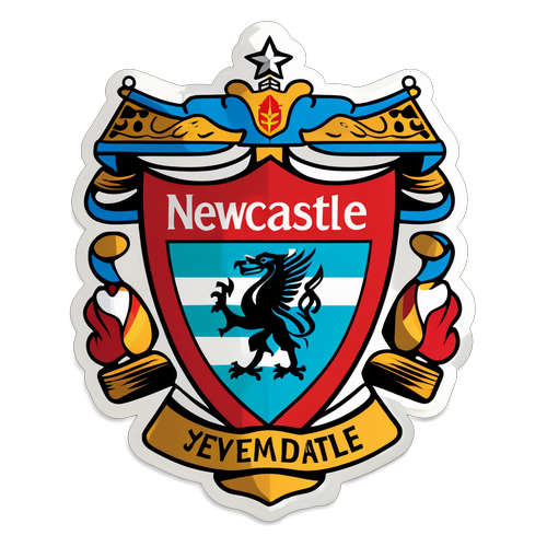 Színes matrica a Newcastle és Liverpool csapat crestsével