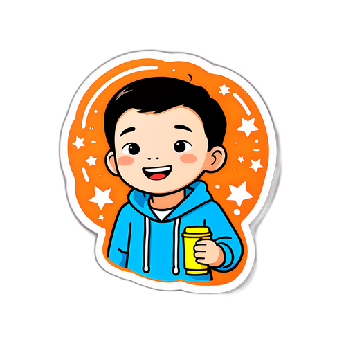 밝고 긍정적인 이미지의 손보승 일러스트 스티커