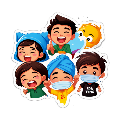 Create a Sticker dengan Ilustrasi Karakter Kartun Menanggapi 'Siapa yang Tersenggol da 7 Tadi Malam?'