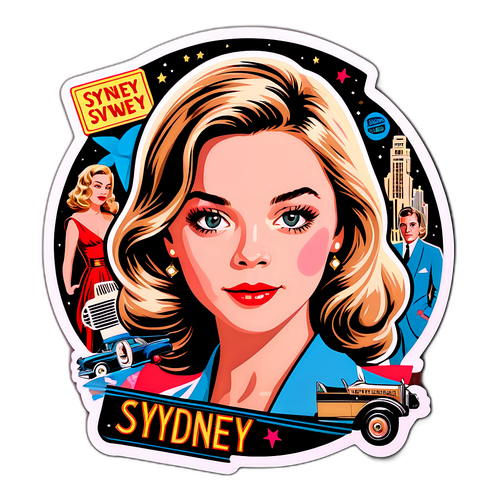 Elegancki naklejka z Sydney Sweeney w stylu vintage Hollywood