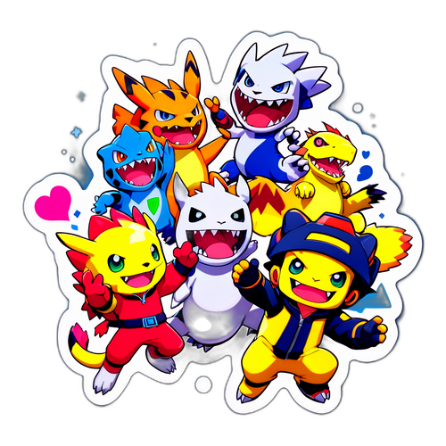 カラフルなデジモンキャラクターのステッカー