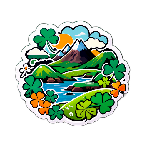 Urokliwy sticker przedstawiający Irlandię