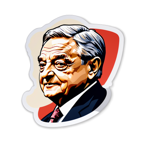 Sticker ilustrându-l pe George Soros