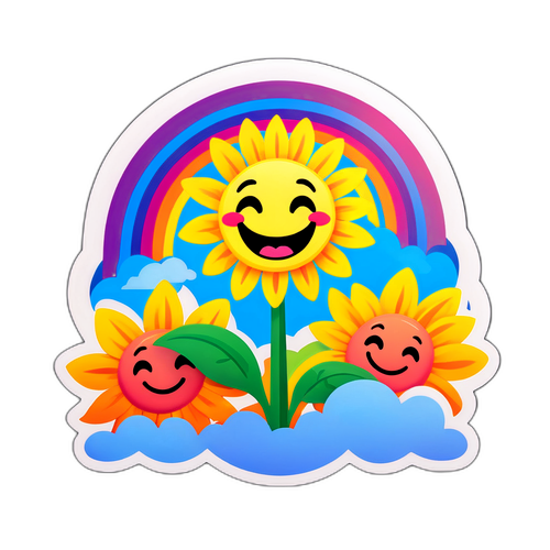 Kreslený slunečnice s úsměvem