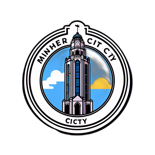 Diseño moderno de la torre de Manchester City fusionada con el logo del equipo
