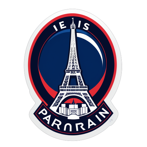 Sticker Keren: "Bersatu di Ligue 1!" dengan Logo Paris Saint-Germain dan Siluet Menara Eiffel