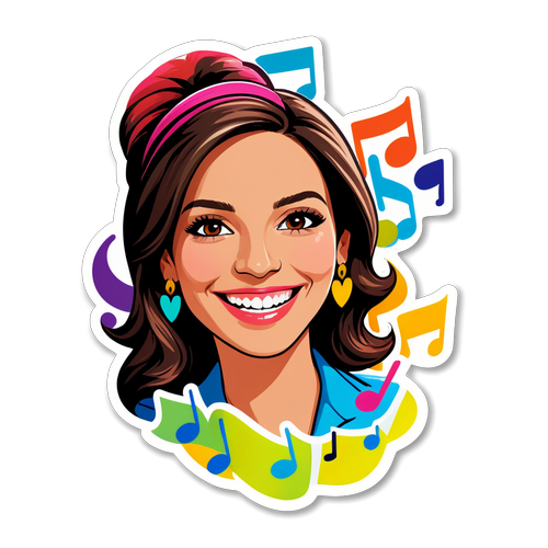 Sticker de Laurita Fernández con fondo colorido