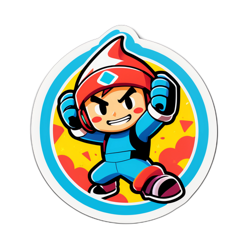 Наклейка с персонажем популярной видеоигры Steem в стиле комиксов