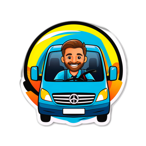 Sticker voor Bedrijfsvoertuig met Blije Chauffeur
