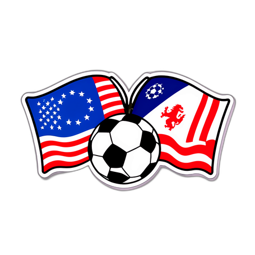 Futbol Takımları Arkadaşlığını Temsil Eden İki Bayraklı Sticker