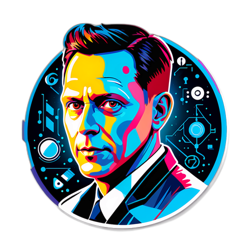 Künstlerisches Porträt von Peter Thiel mit futuristischen Elementen