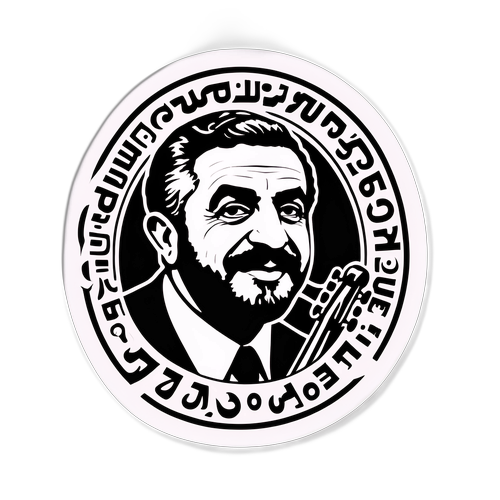 מדבקה של משה פרץ עם אלמנטים מוזיקליים