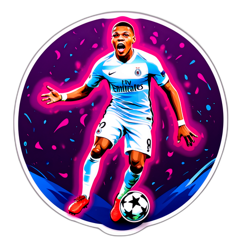 Стикер Килиана Мбаппе с футбольным мячом
