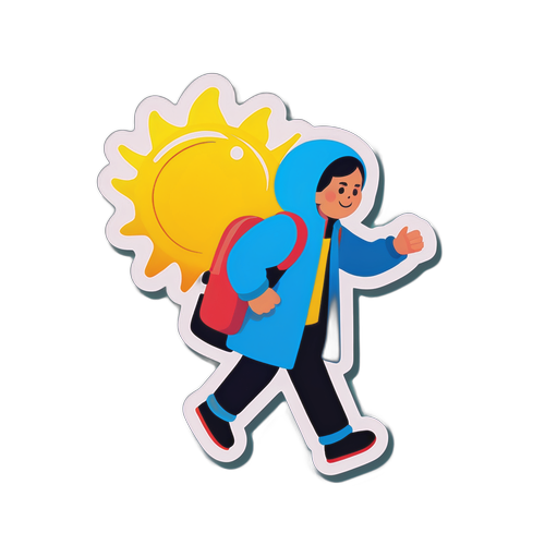 Nhân vật đi bộ trong thời tiết nắng và mát